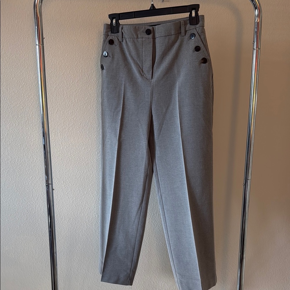 Gray High-Waisted Trousers